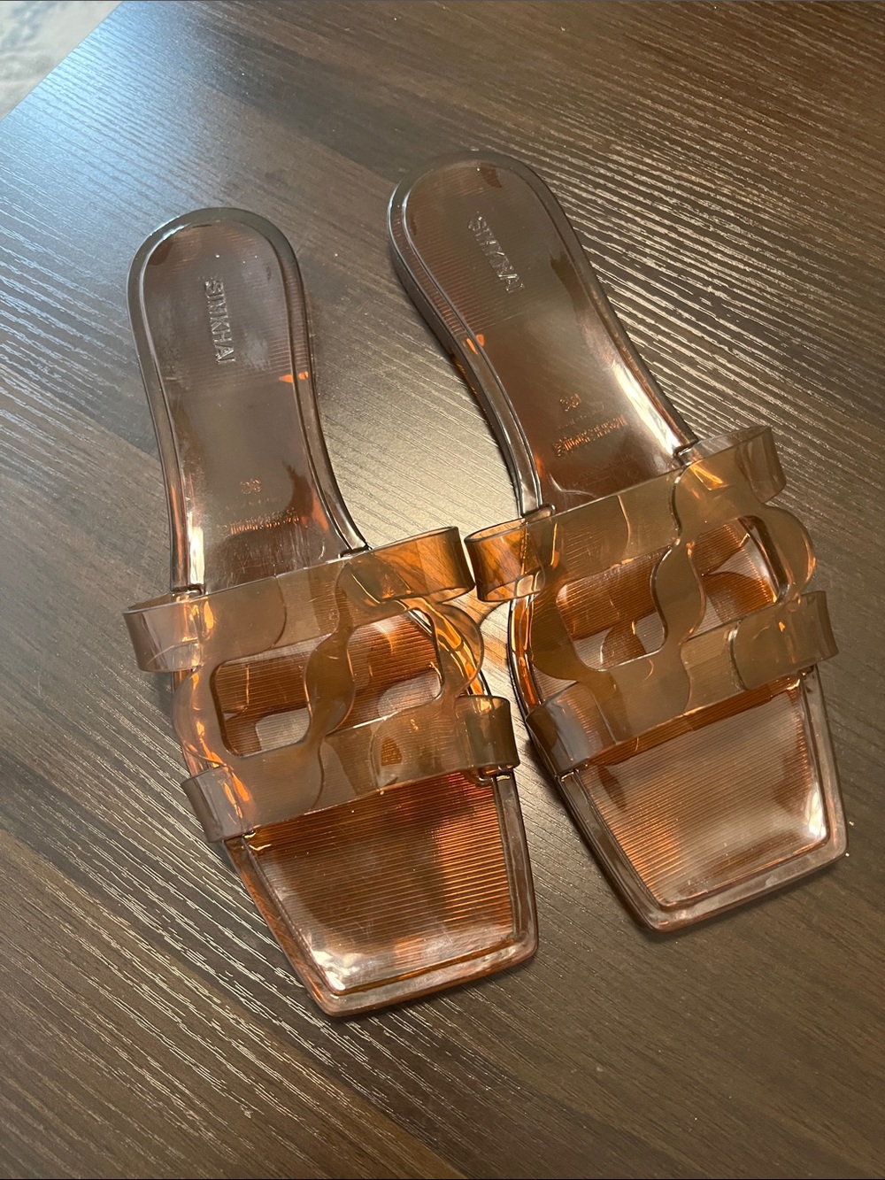 Simkhai Monogram Jelly Flat Square Toe  Slide Sandals EUR 39 New without Box